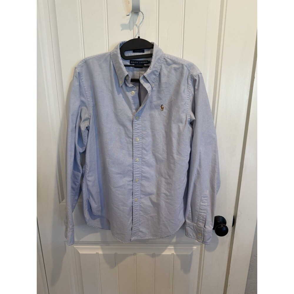 Ralph Lauren Boys Size 10 Blue Oxford Shirt Classic Fit Pony Button Down Cotton